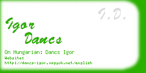 igor dancs business card